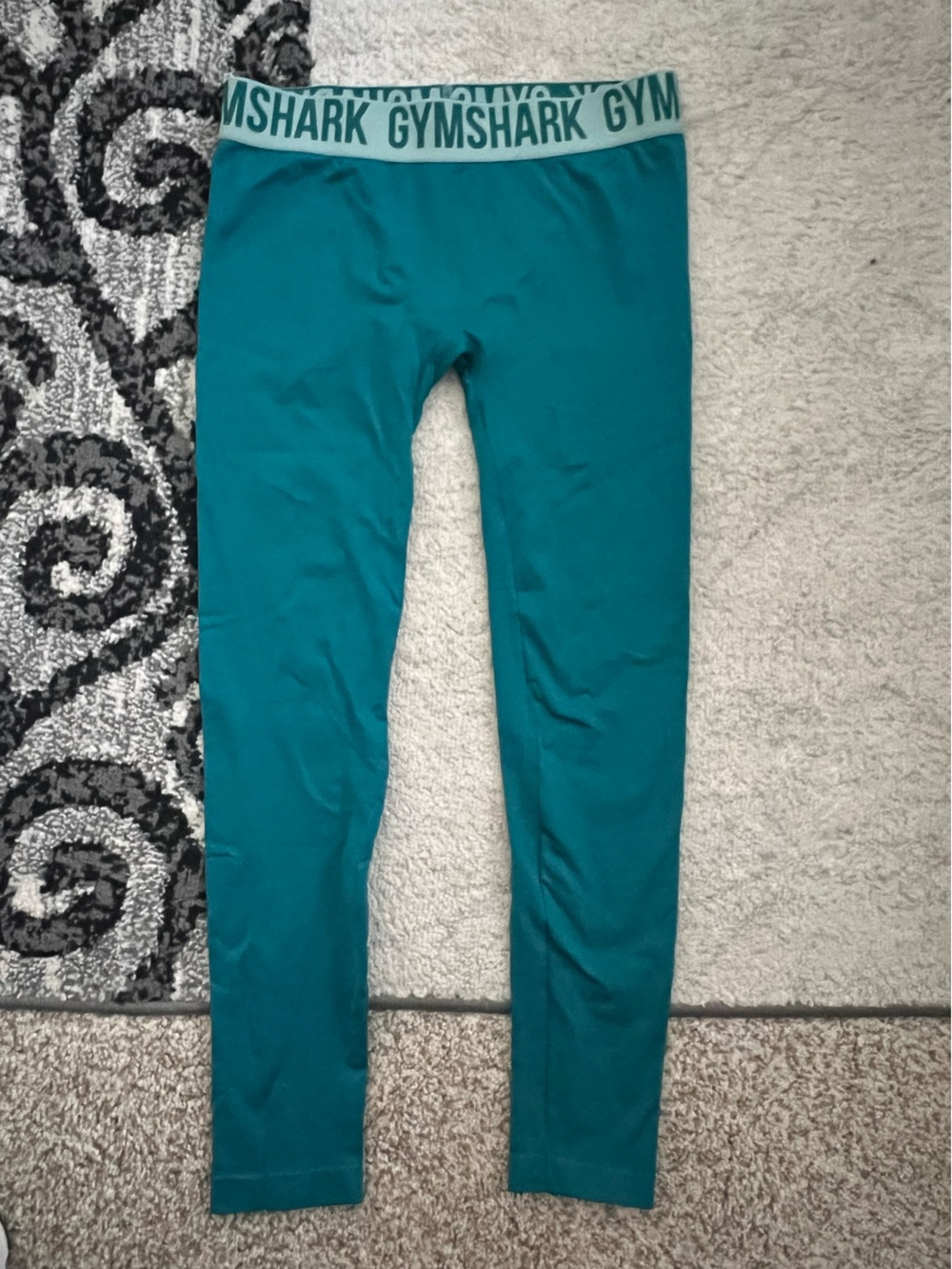 Gym shark Leggings Teal Kelly Green Elastic Waistband Women’s Size Small